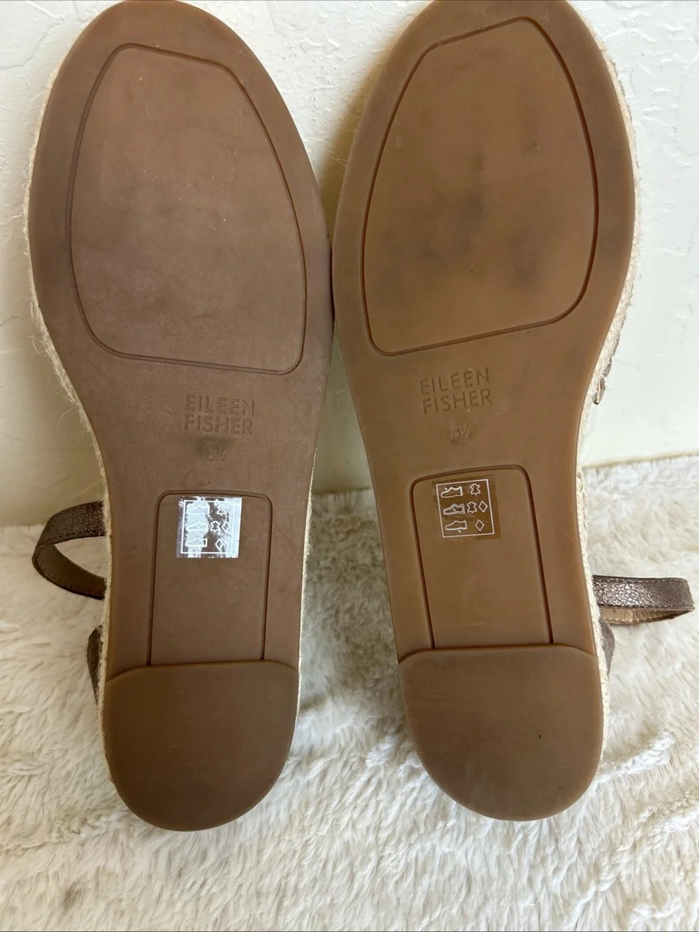 New Eileen Fisher Womens Lala Ankle Sandal 8.5 Jute Espadrille Flat Zip